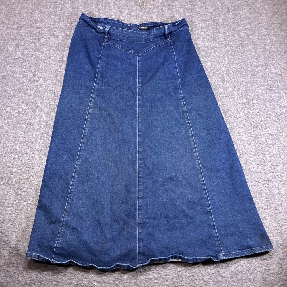 Flamingals‎ Denim Skirt Womens XL Blue Maxi A-Line Stretch Western Rodeo